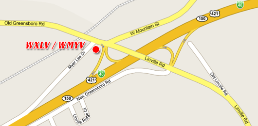 Map to WXLV / WMYV studio